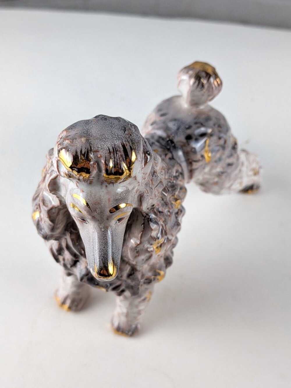 Vintage 50s/60s Pink/Gold Ceramic Poodle Statue - Picture 2 of 12